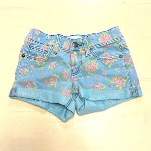 True Craft Light Blue Shorts with Pink Floral Design